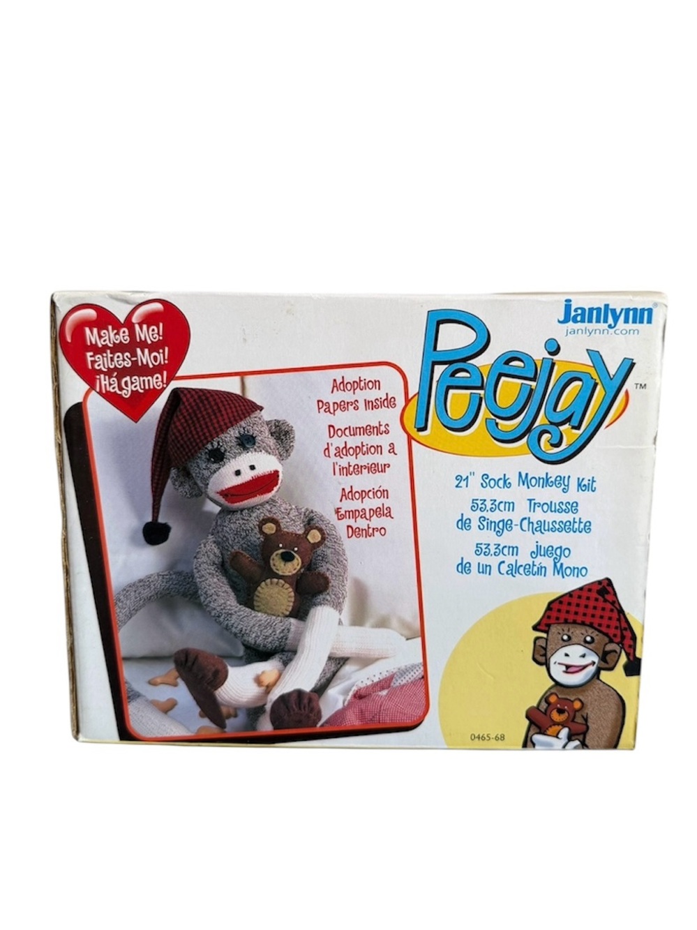 Janlynn Peejay 21 Inch Sock Monkey Craft Kit DIY Sewing 2007 0465-68